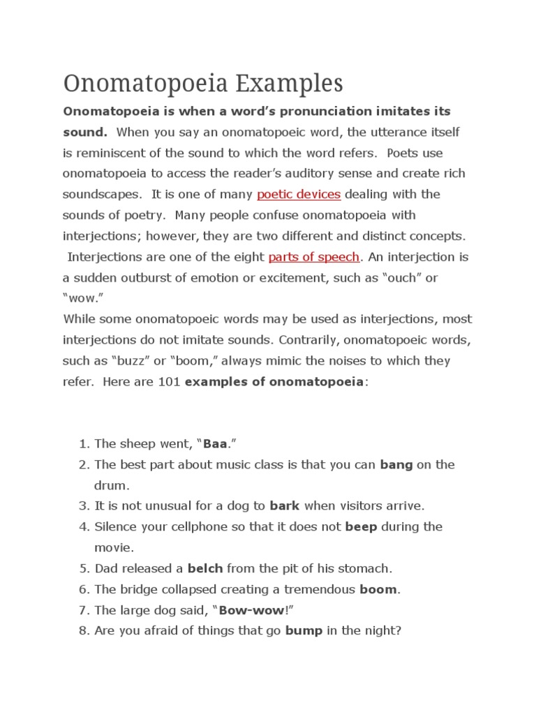 Onomatopoeia Examples Linguistics Languages