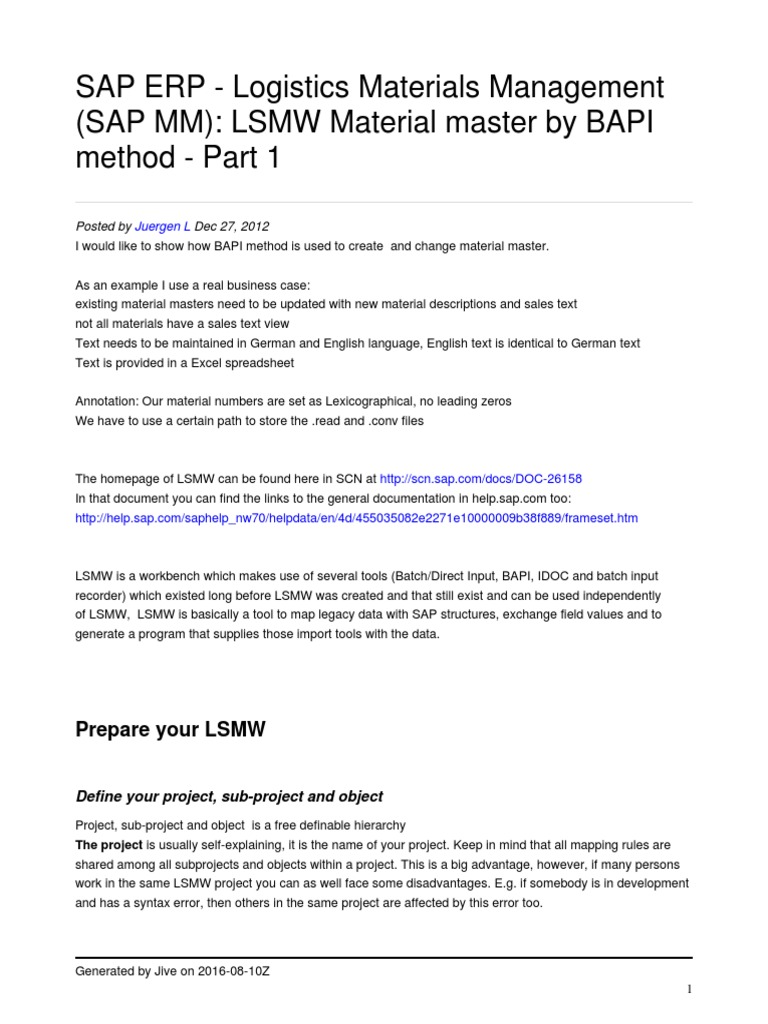 LSMW Material Master by Bapi Method Part 1 | PDF | Computer File |  Directory (Computing)