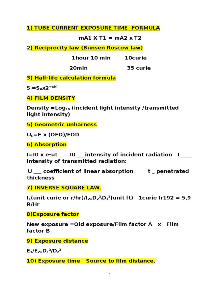 RT Formulas | Download Free PDF | Radiation Protection | Absorbed Dose