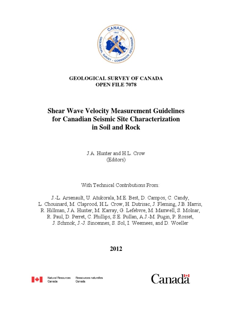 Shear Wave Velocity Measurement Guidelines - CANADA Pag81 - HV | PDF ...
