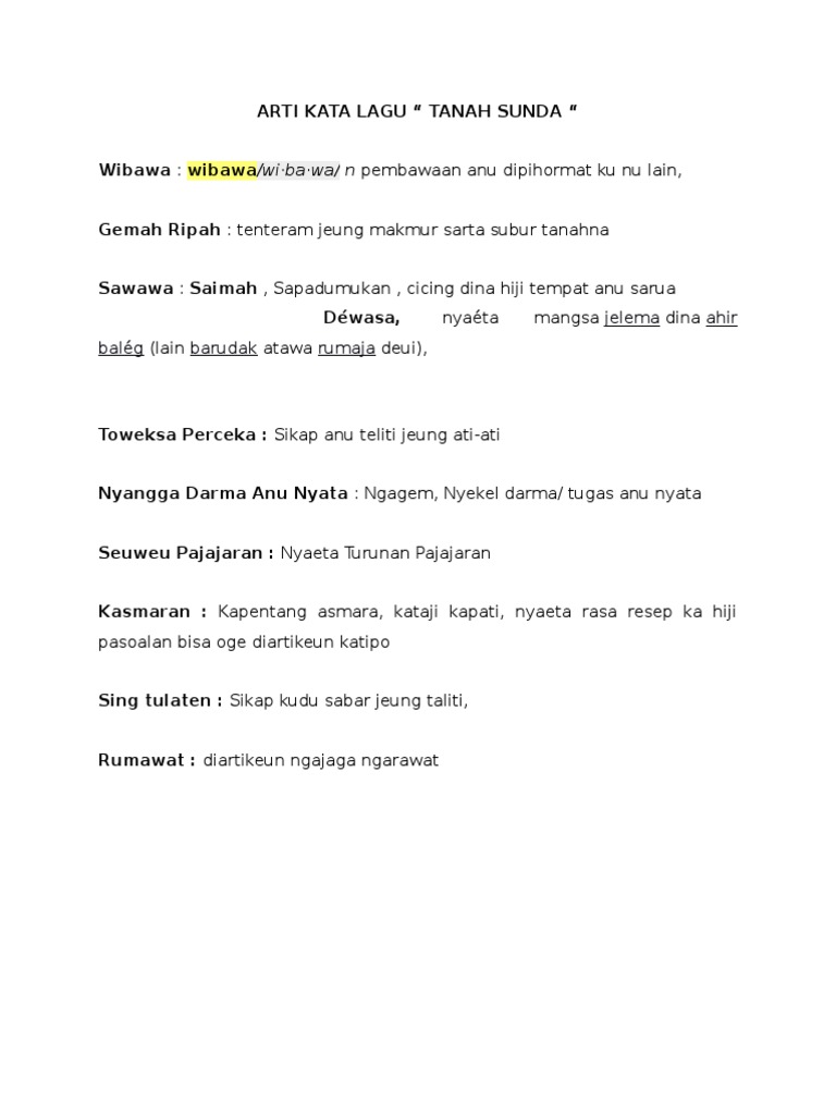 Arti Kata Lagu Sunda Wibawa