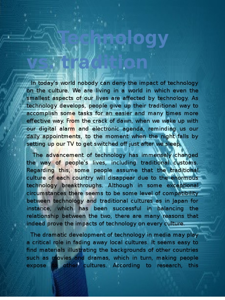 Technology vs. Tradition PDF