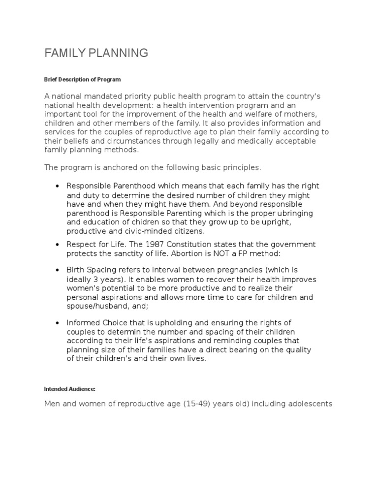 Family Planning Program Overview | PDF
