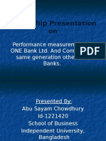 Internship Presentation On: Performance Measurement of ONE Bank Ltd. and Compare To Same Generation Other Two Banks