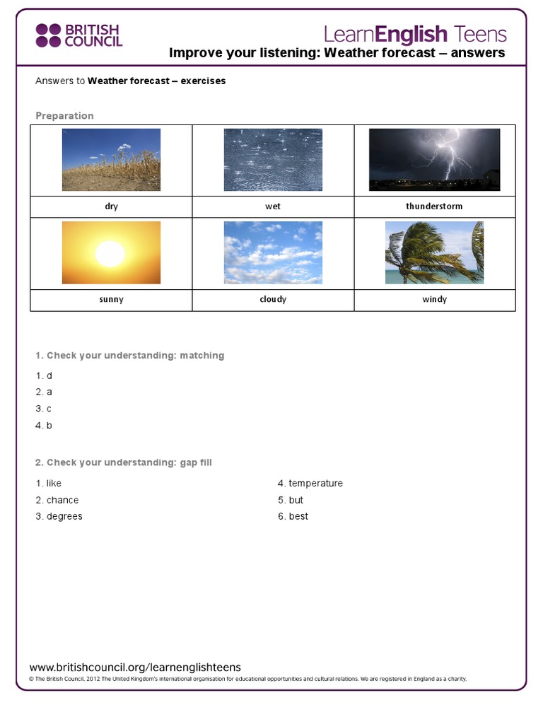 Weather Forecast Exercise Answers | PDF
