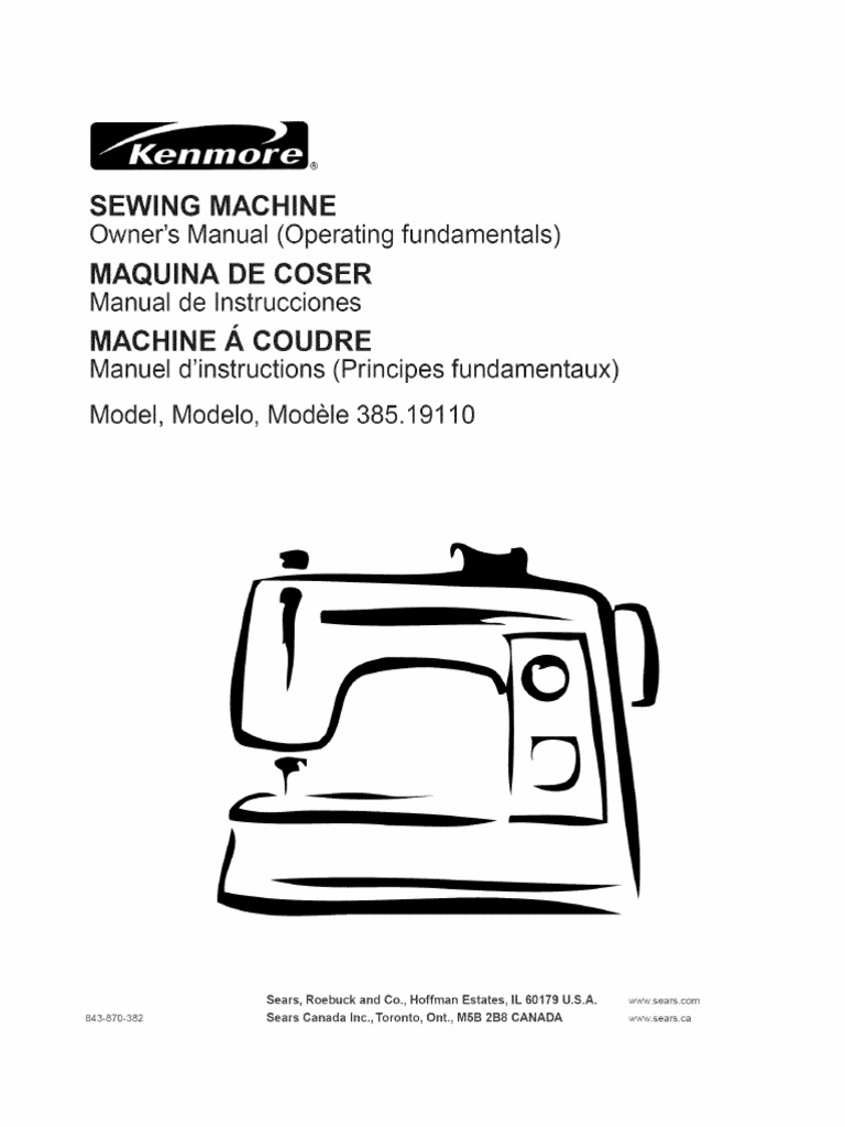 Kenmore 385 19110 Sewing Machine Manual