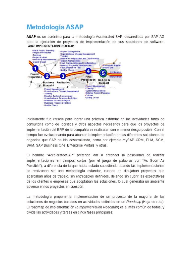 Metodología ASAP para Implementación SAP | PDF | Sap Se | Procesos de ...