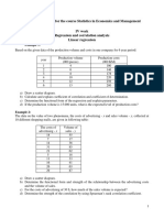 Content of Exercises For The Course Statistics in Economics and Management