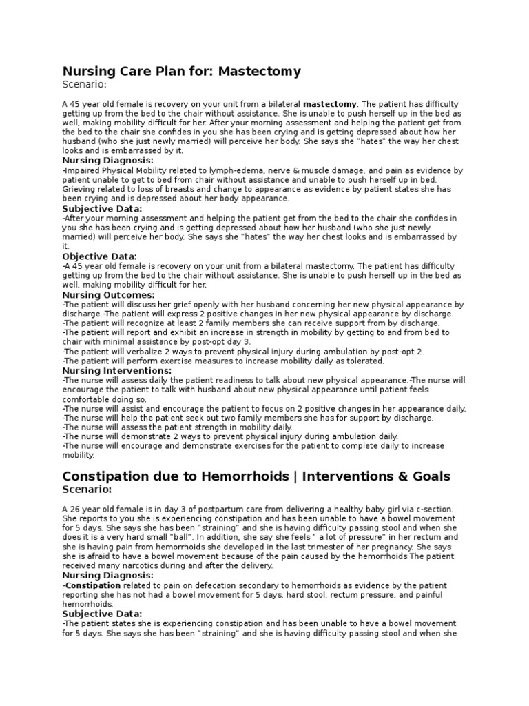 Nursing Care Plan For Constipation Hemorrhoid