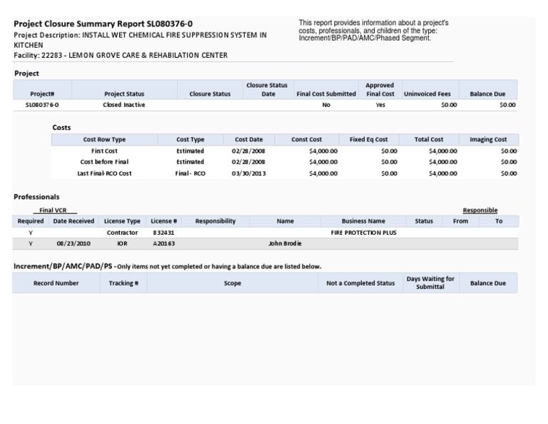 Project Closure Summary Report SL080376-0 | PDF | Finance & Money ...