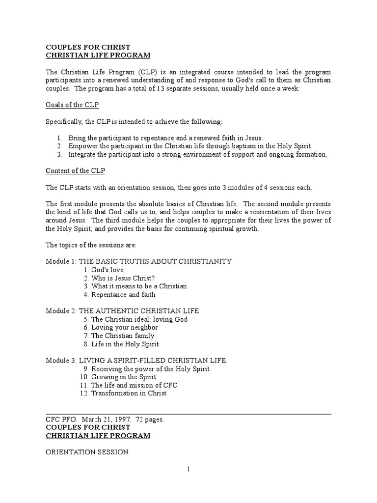 CFC Christian Life Program | Download Free PDF | Repentance | Cain And Abel