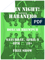 Latin Night! Habanero: Boxcar Brewpub Saturday, April 9 8PM 18+ Free Show