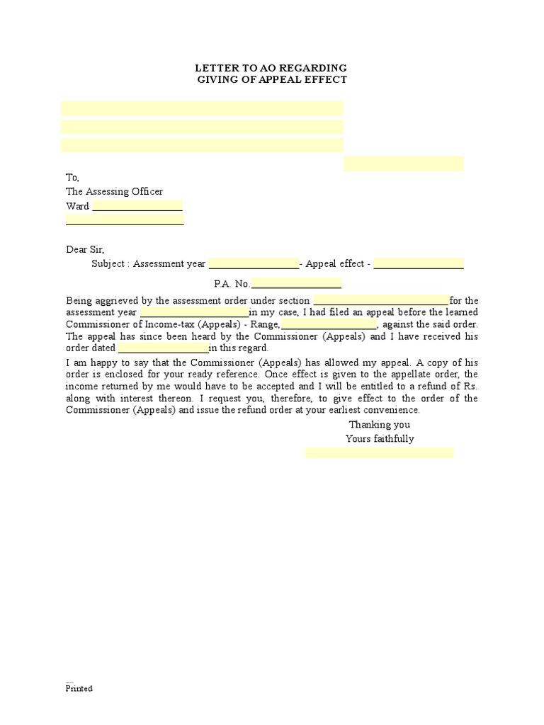 40 Letter To Ao Regarding Giving of Appeal Effect | PDF | Finance ...