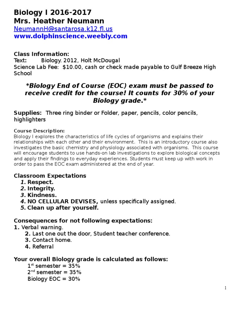 Syllabusbio2016hn Homework Laboratories