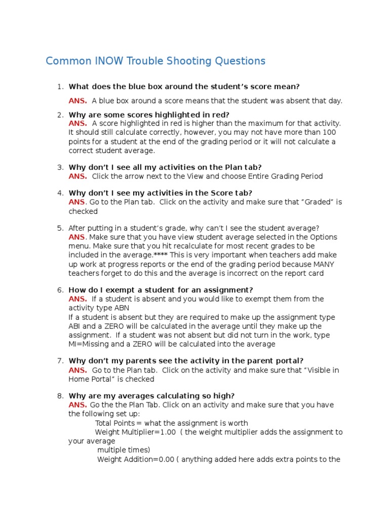 common inow trouble shooting questions Tab (Gui) Business