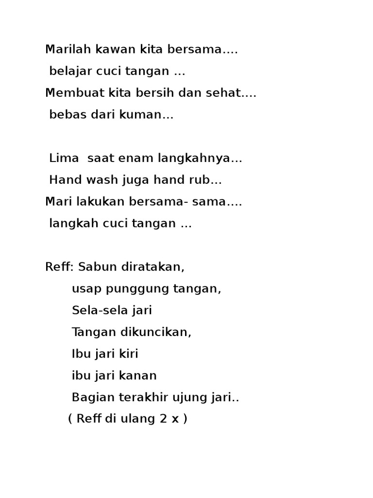 Lirik Lagu Cuci Tangan Pdf