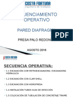 Secuencia operativa excavación diáfragma presa Palo Redondo