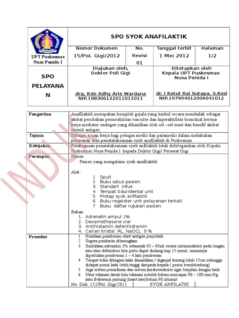 Sop Syok Anafilaktik