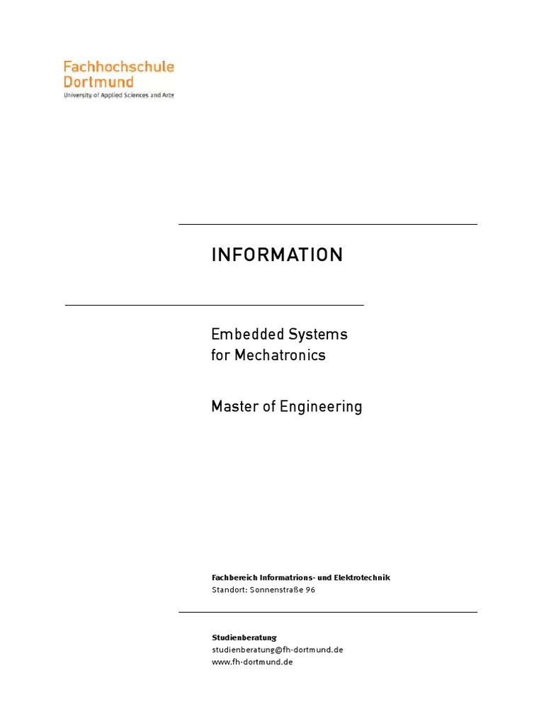 Mechatronics Master's in Embedded Systems | PDF | Academic Degree ...
