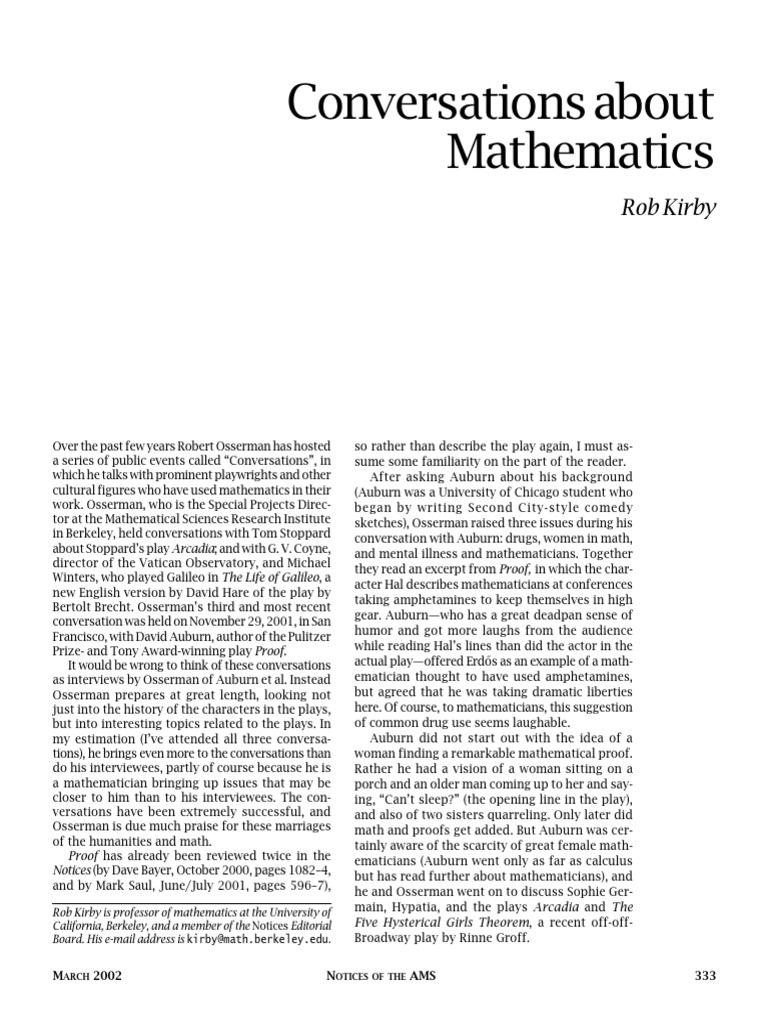 Conversations on Math and Culture | PDF | Alan Turing | Mathematical Proof