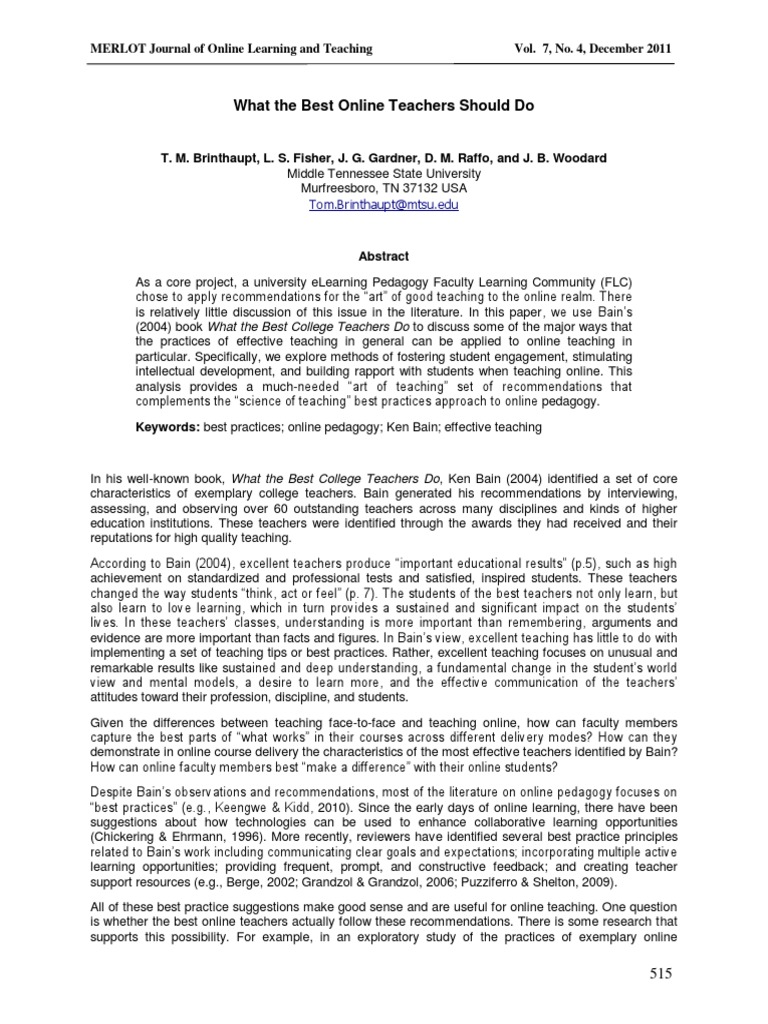 What The Best Online Teachers Should Do PDF PDF Educational