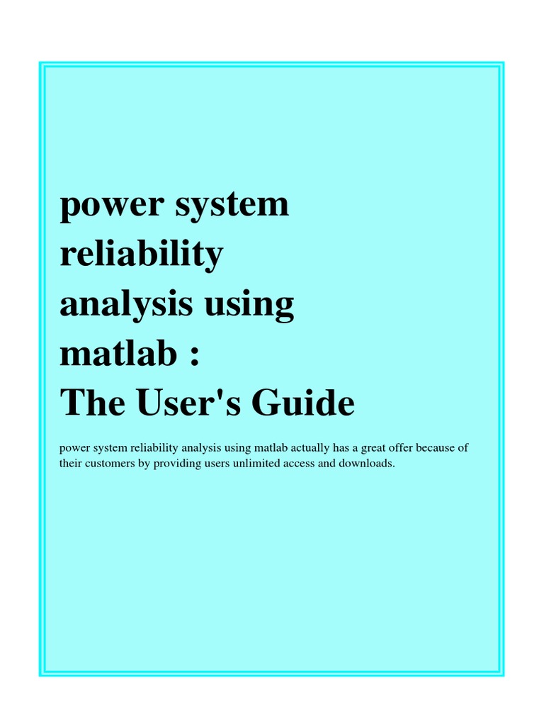 Power System Reliability Analysis Using Matlab | PDF