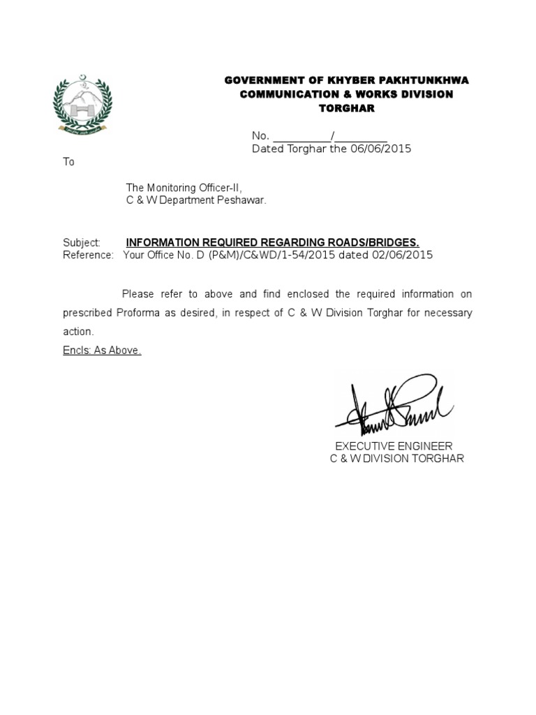 Reply Dir P &M Letter With Attachement For Progress Review of May 2015 ...