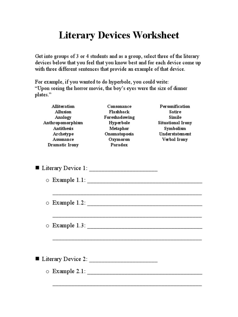 literary essay worksheet