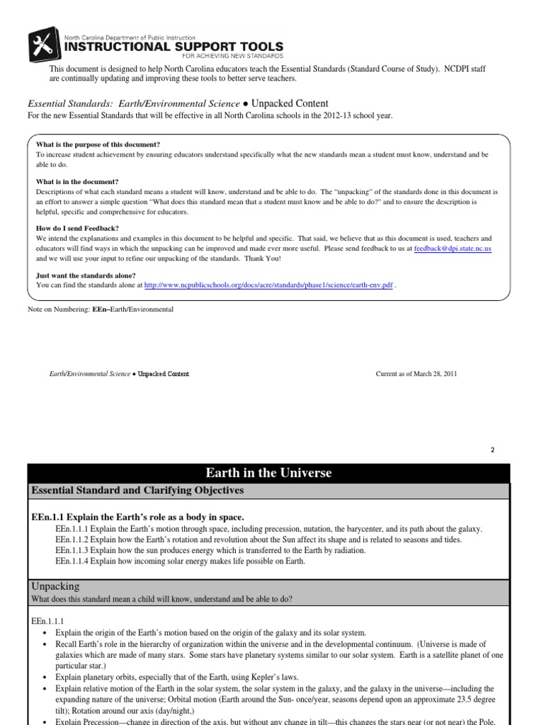 Ess Essential Standards Unpacked | PDF | Climate Change | Earth