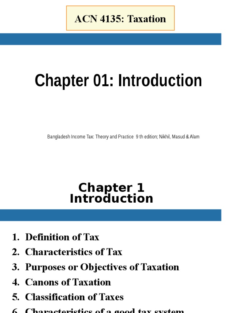 Bangladesh Tax Chapter 1 (Mohammad Zakaria, Nikhil Chandra) PDF Public Economics Taxes