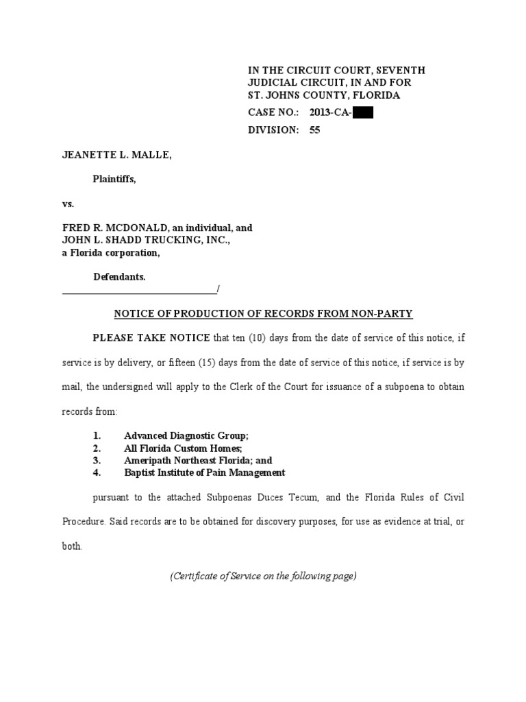 Notice of Records Production | PDF