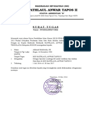 Contoh Surat Tugas Operator Madrasah Download Contoh Surat Terbaru 2020