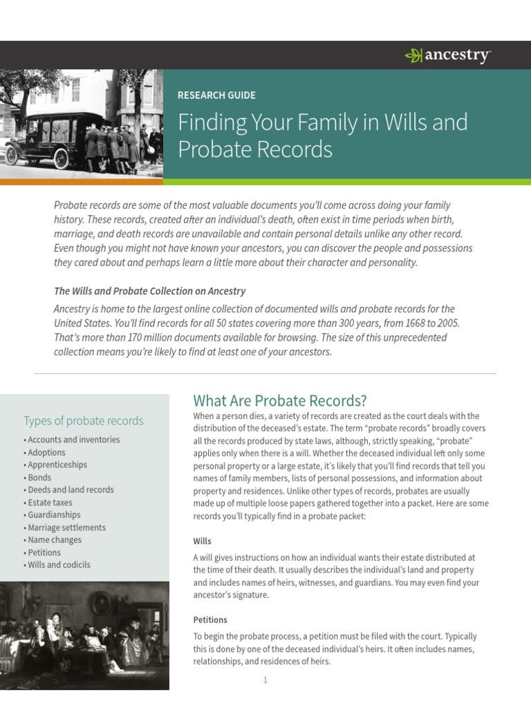 Finding Your Family in Wills and Probate Records | PDF | Probate | Will ...