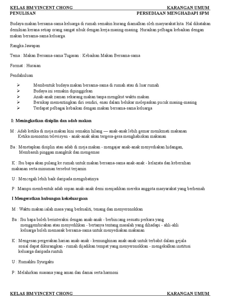 Karangan umum kebaikan makan bersama keluarga spm.docx