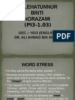 Solehatunnur Binti Norazami (PI3-1.03) : GEC - 1033 (ENGLISH) Dr. Ali Ahmad Bin Seman
