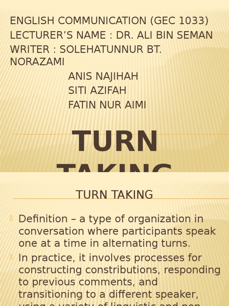 Understanding Turn Taking in English Communication | PDF
