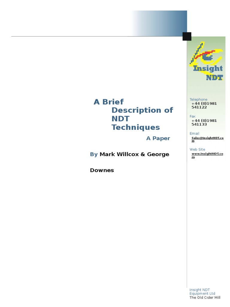 A Brief Description of NDT | PDF | Nondestructive Testing | Inductor