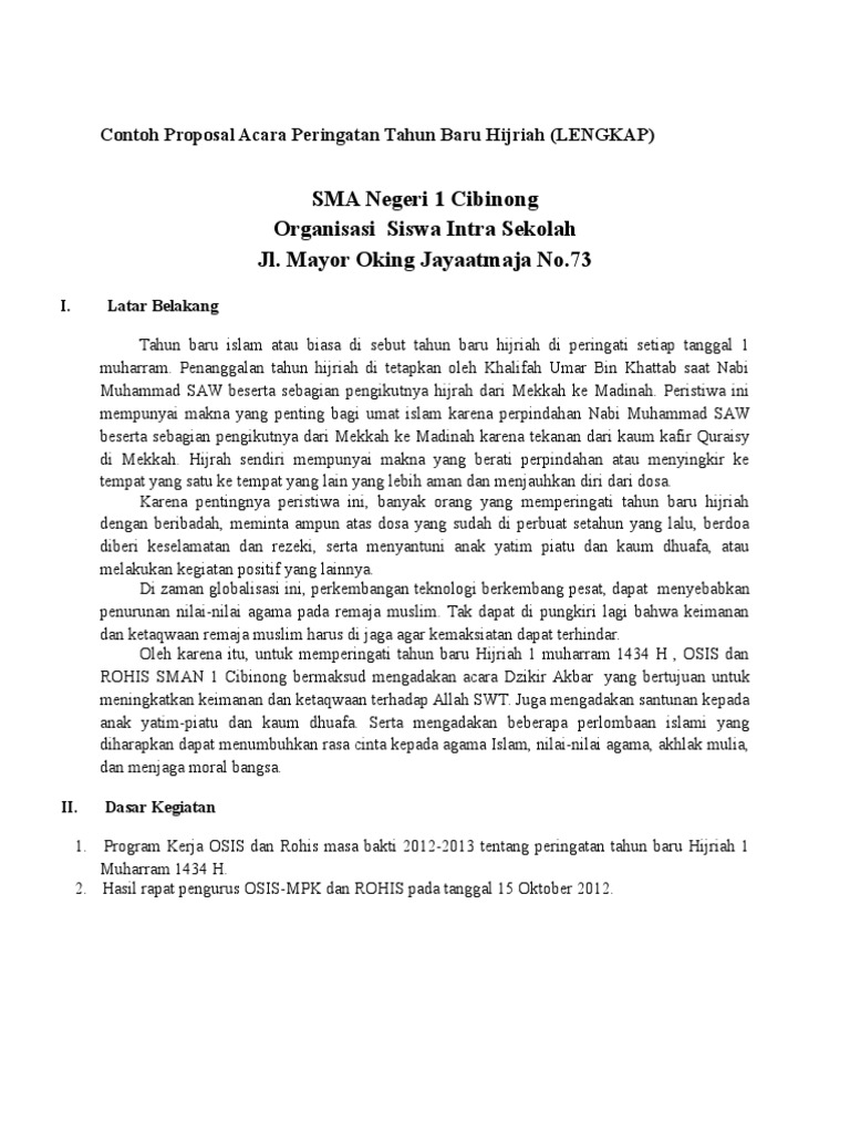 Proposal Acara Peringatan Tahun Baru Hijriah