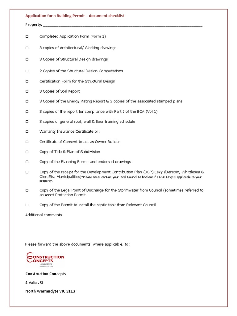 Building Permit Application Checklist | PDF