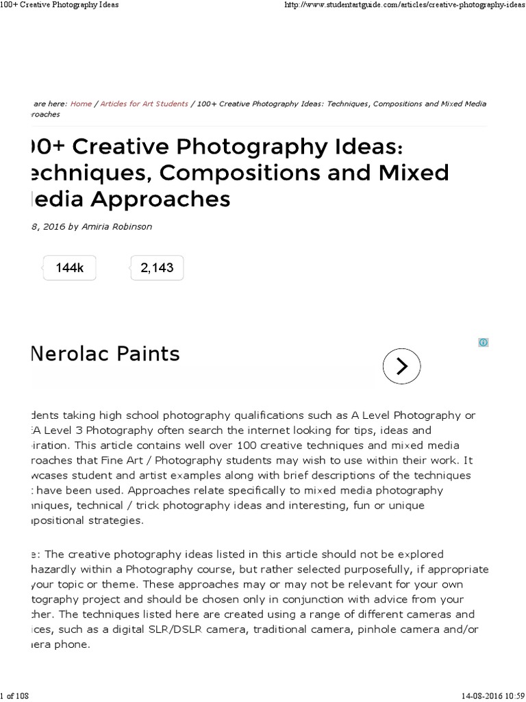 100+ Creative Photography Techniques | PDF | High Dynamic Range Imaging ...