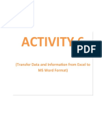 Activity 6: (Transfer Data and Information From Excel To MS Word Format)