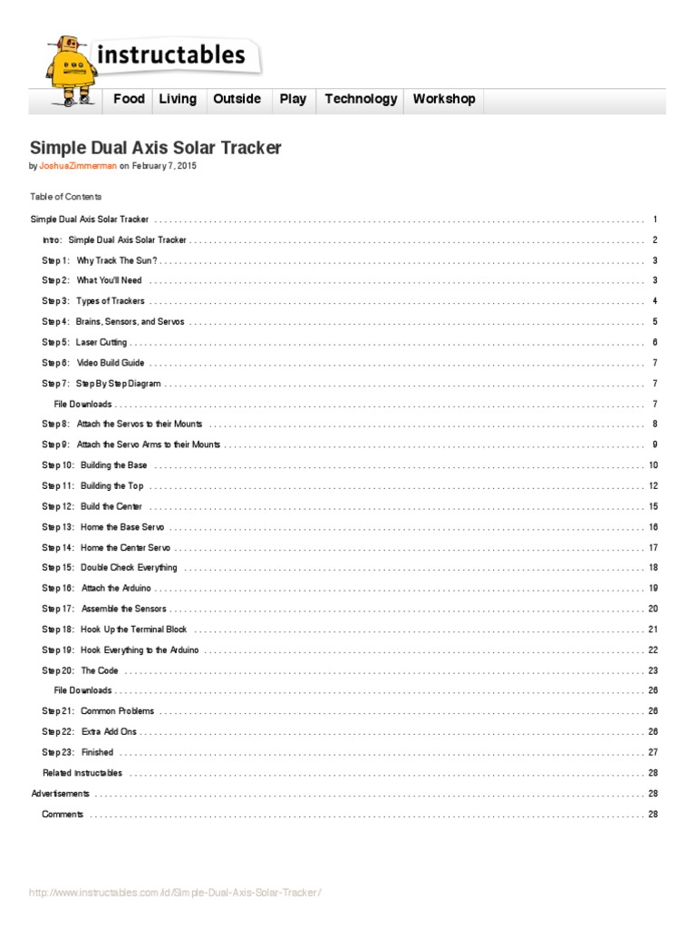 Simple Dual Axis Solar Tracker Pdf Download Free Pdf Servomechanism
