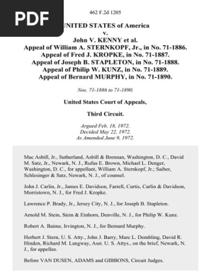 United States V John V Kenny Appeal Of William A Sternkopf Jr In No 71 16 Appeal Of Fred J Kropke In No 71 17 Appeal Of Joseph B Stapleton In No 71 18 Appeal