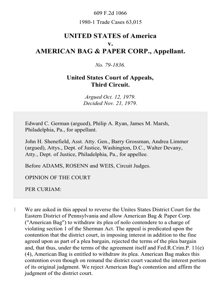 United States v. American Bag & Paper Corp., 609 F.2d 1066, 3rd Cir
