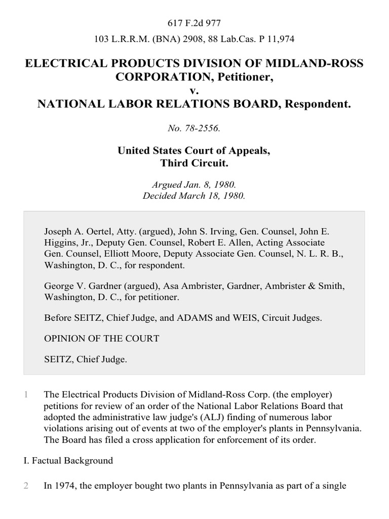 Electrical Products Division of MidlandRoss CORPORATION, Petitioner, v