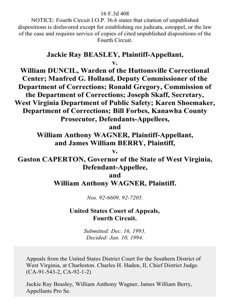 West Virginia Inmates' Work Release Appeal | PDF | Appeal | Precedent