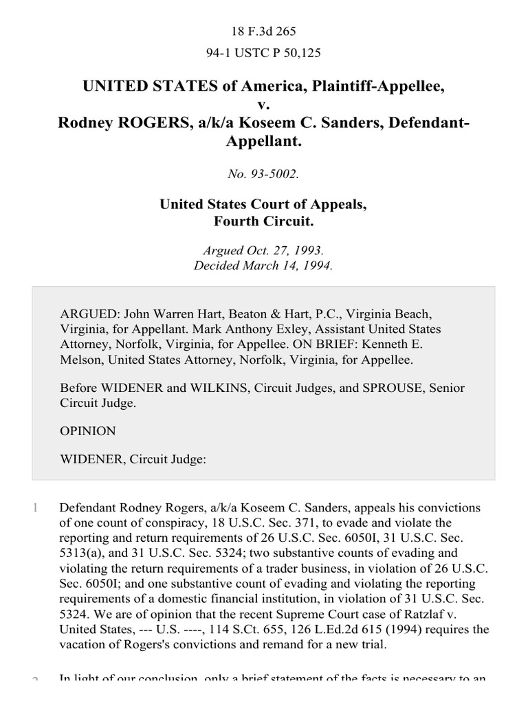 Rodney Rogers Currency Reporting Case | PDF | Standard Of Review ...