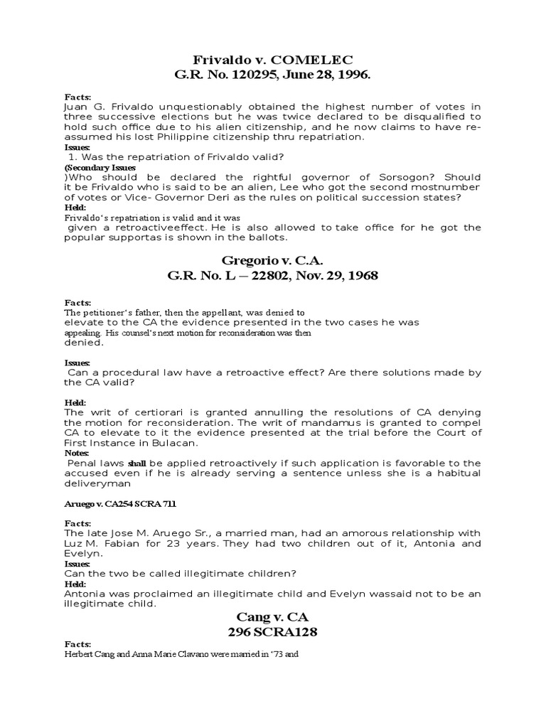 Frivaldo v comelec g r no 120295 june 28 1996 facts pdf