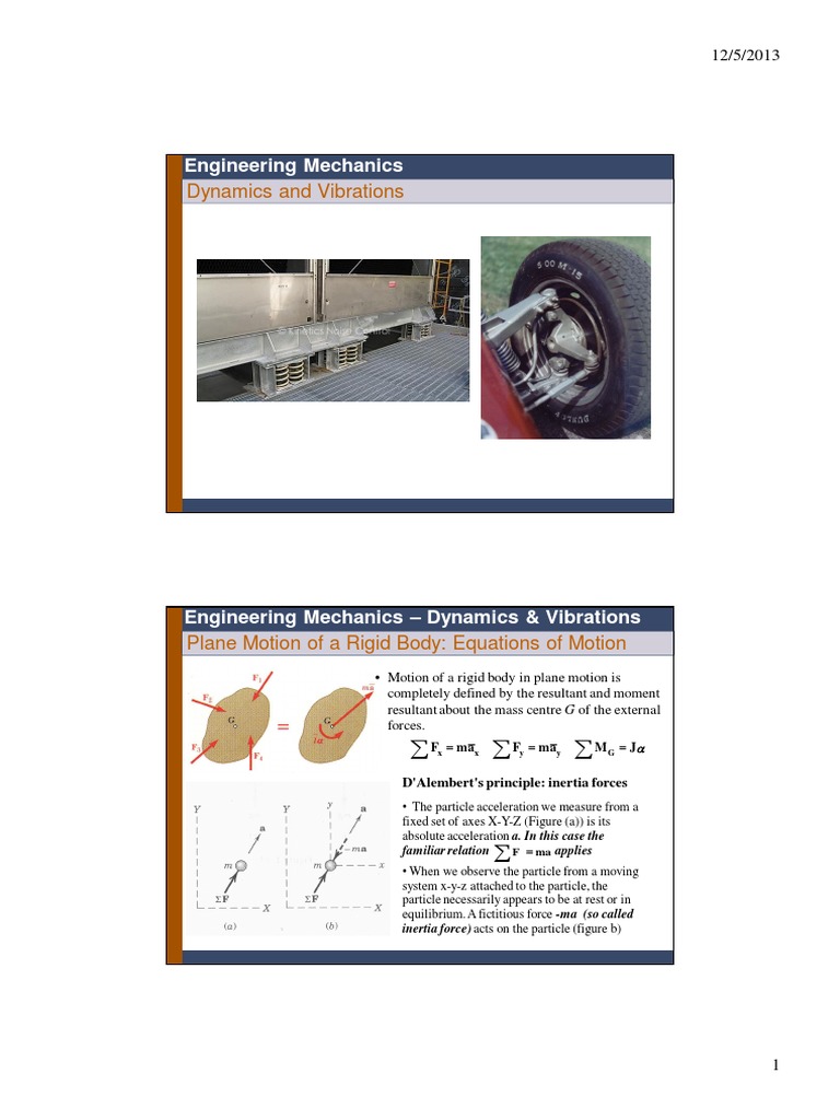 Dynamics and Vibrations in Mechanics | PDF | Oscillation | Inertia