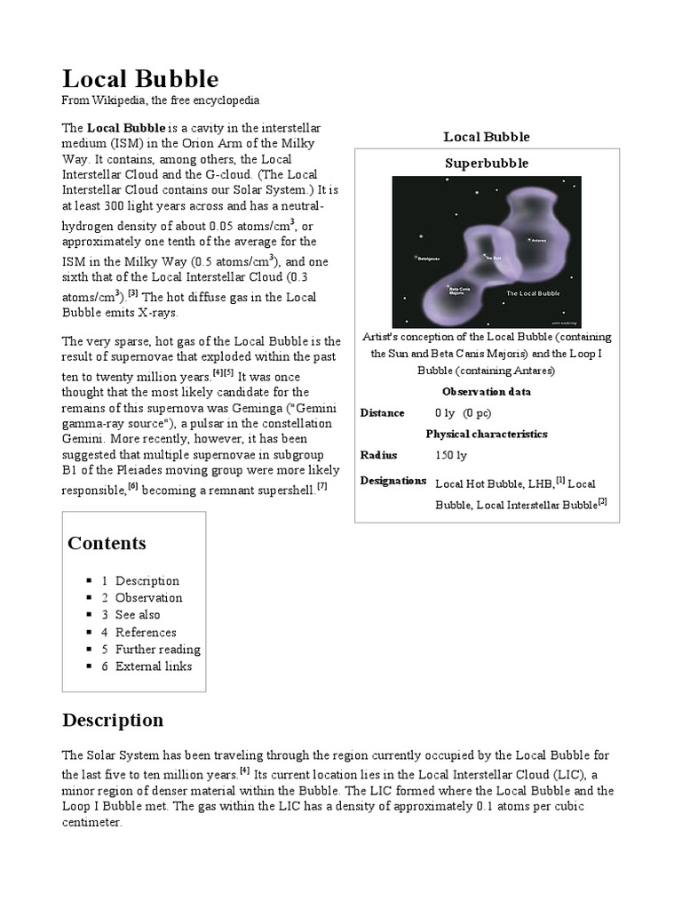 Local Bubble Stellar Astronomy Astronomy